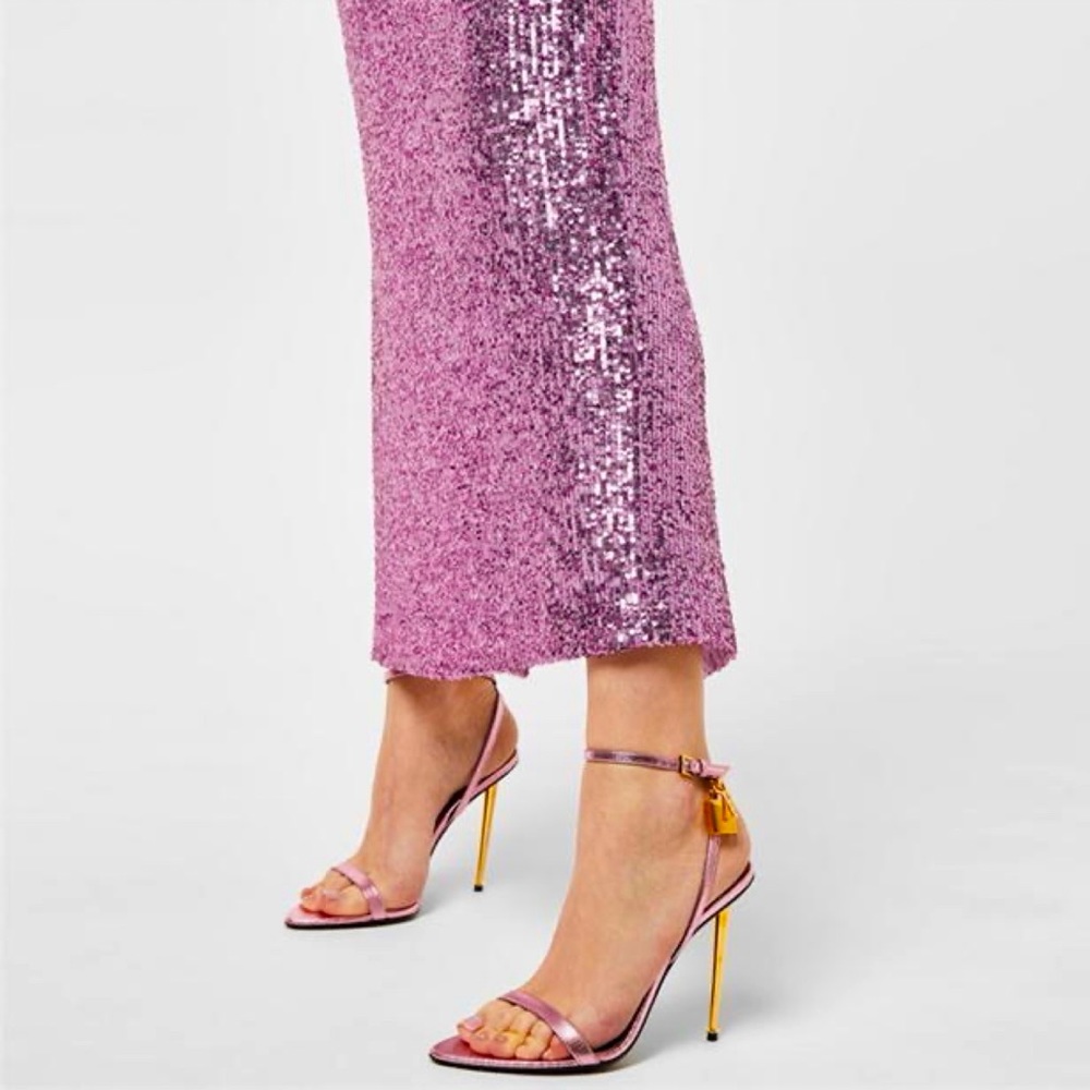 Tom Ford Padlock 105 lock Pink heeled sandals sz 39.5